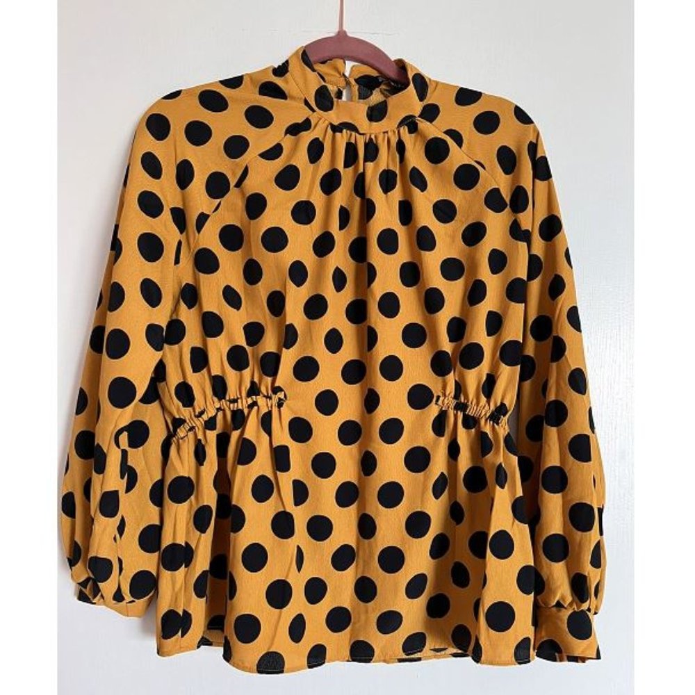 ZARA dotted black and yellow elegant blouse. Size small.